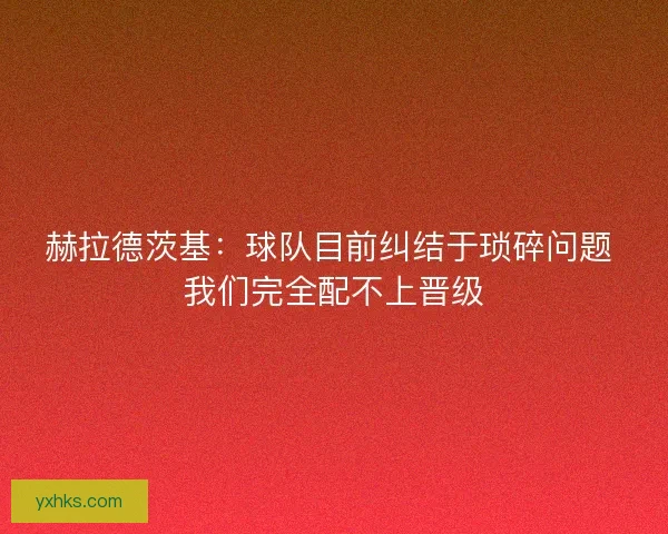 赫拉德茨基:球队目前纠结于琐碎问题 我们完全配不上晋级 赫拉德茨基:球队目前纠结于琐碎问题 我们完全配不上晋级